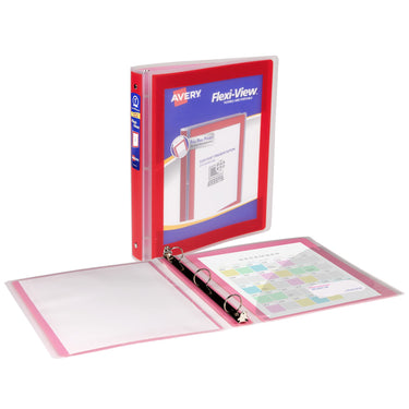 Avery Flexi-View 3 Ring Binder, 1 Inch Round Rings, 1 Red Binder (17606) 1